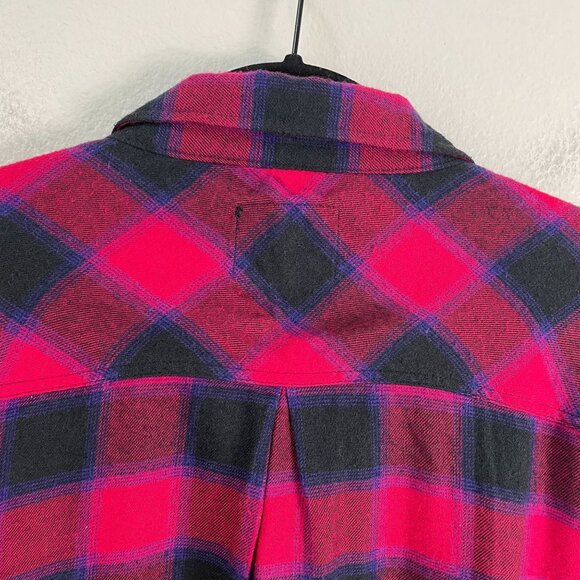 Rails Womens Large Milo Black Cherry Violet Plaid Button Up Flannel Shirt Top - Picture 7 of 7
